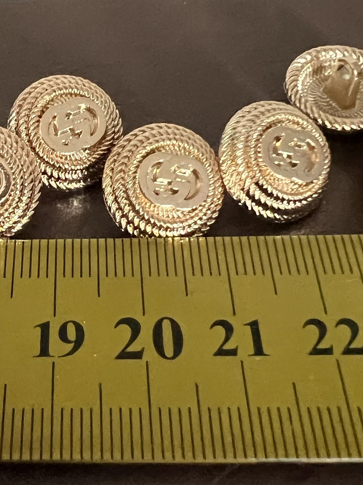 Ø 15 mm Set 6 Ersatzknöpfe Metall Knöpfe GG GUCCI Knopf Logo Gold Farbe - Bild 2 von 4