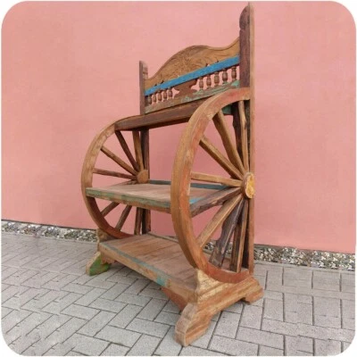 Antikes Wagenrad Regal | Djawa | Recycling Teak Holz massiv - Bild 1 von 4