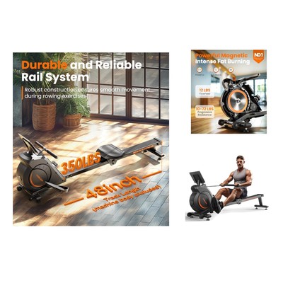 350 LB Weight Capacity Home Rower with Tablet Holder & Magnetic Resistance