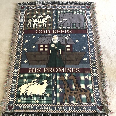 CPCA Noah s Ark God Keeps His Promises Tapestry Fringe Throw Blanket