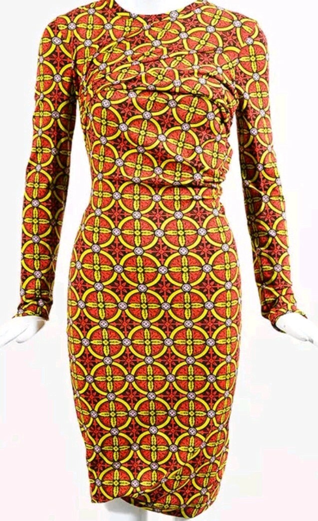 carven knit dresses Carven 2 in 1 Striped Sweater Dress With Pockets Elbow 1/2 Sleeves Red Yellow Sm