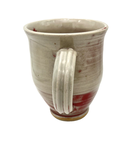 Studio Pottery Coffee Mug Gray and Oxblood Red Glaze White Clay Body Signed - Picture 5 of 8