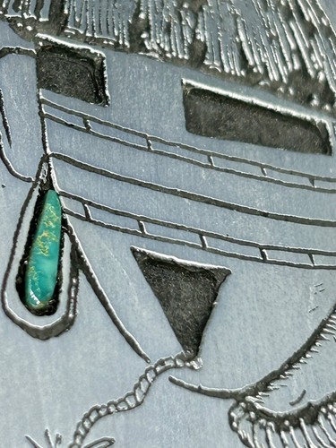 Placa firmada a mano Hopi PRESTON MONONGYE Germinador Grabado Kachina Turquesa - Imagen 5 de 17