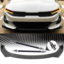 For Kia Soul Carbon Fiber Front Bumper Lip Splitter Spoiler Strut+Rods