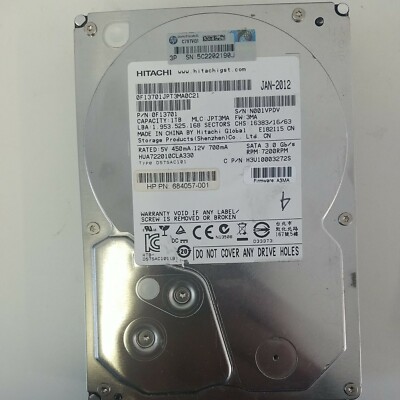 Hitachi 1TB 0F13701JPT3MA0C21 SATA 3.5'' Hard Drive- HP P/N: 684057-001