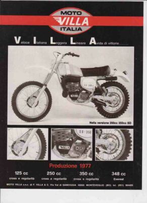 advertising Pubblicità- MOTO VILLA 350 SD 77-MOTOITALIANE ENDURO