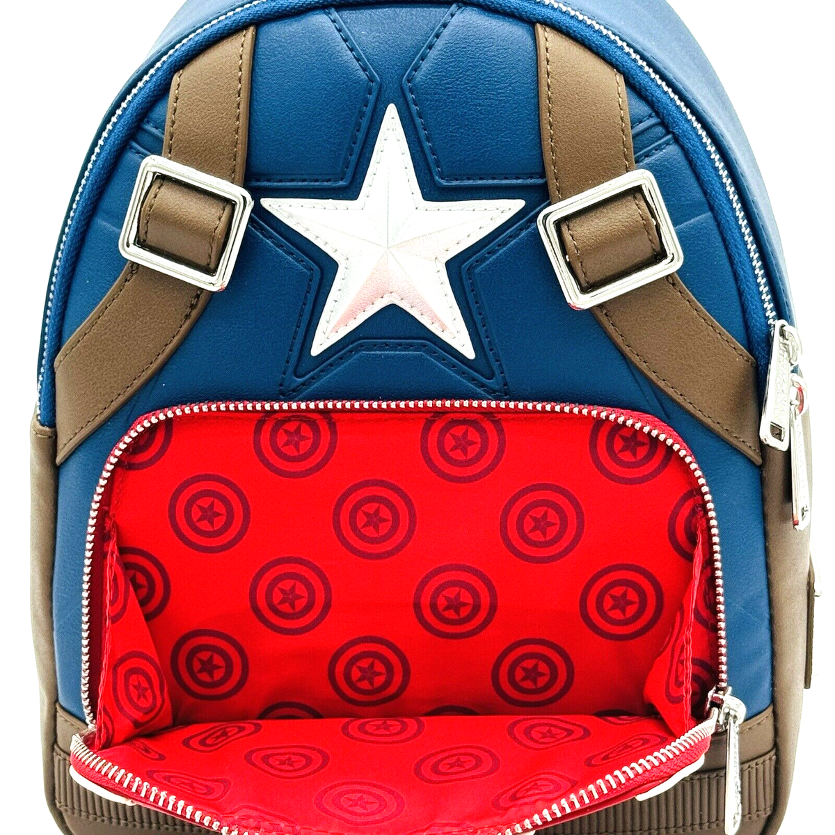 New 2021 Disney Parks Marvel Captain America Loungefly Backpack Disney Marvel Captain America Loungefly Mini Backpack Purse  main image 2