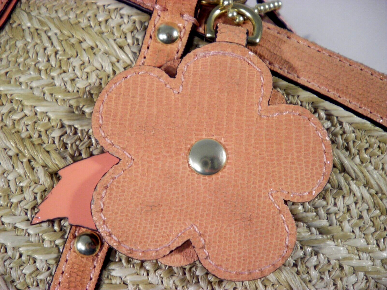 Coach Alexandra Python Peach Purse Straw Tote F21… - image 18