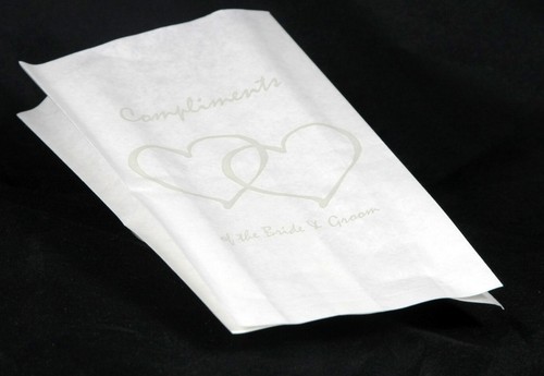 50 White Food Grade Paper Wedding silver and gold print heart cake macaron bags - Foto 27 di 27