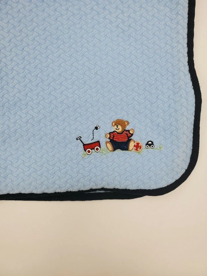 Rene Rofe Baby одеяло мальчика синий текстурированный автомобиль медведь мяч вагон пчелы безопасности B21 - Изображение 4 из 4