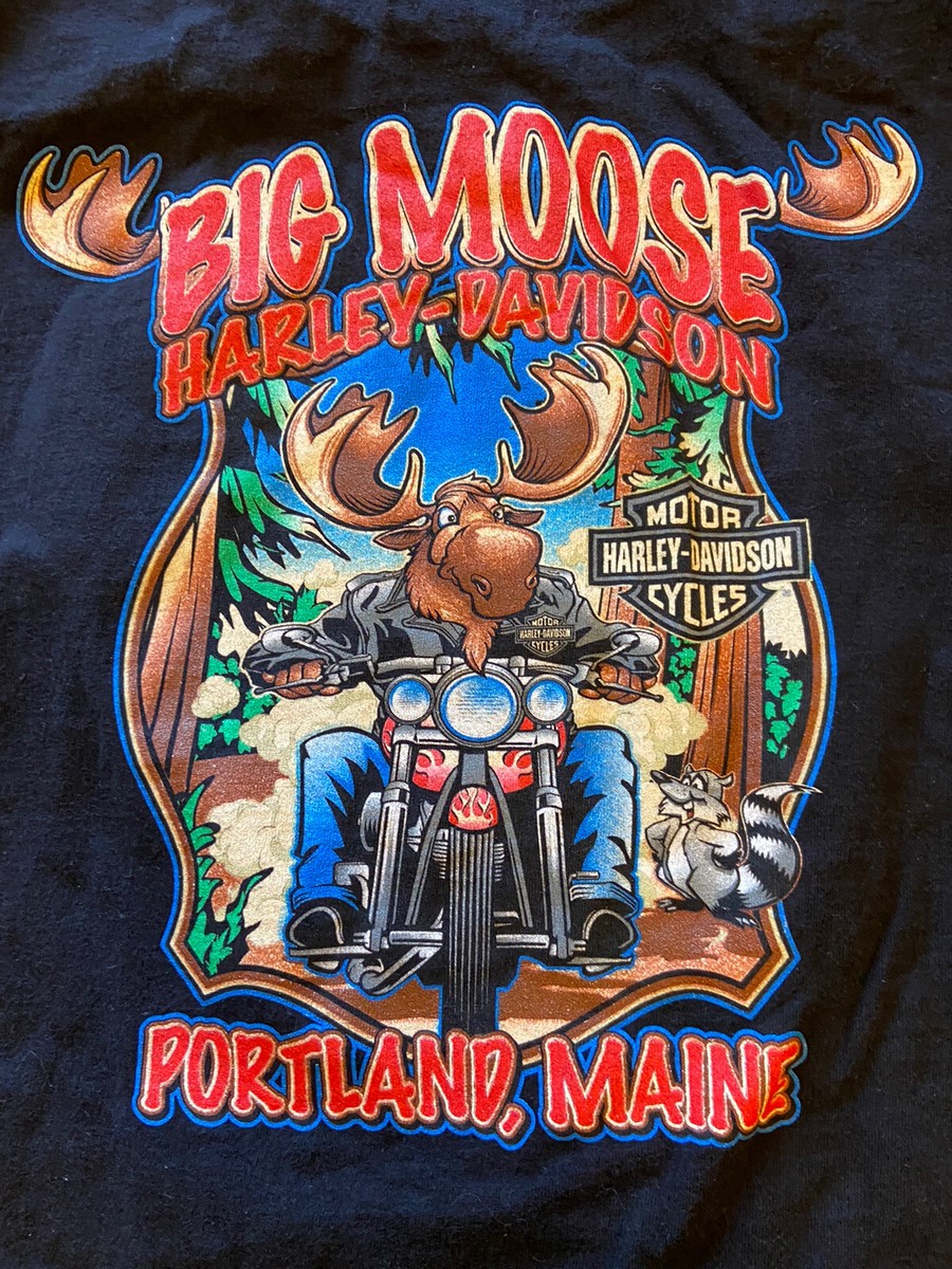 Harley Davidson Big Moose Portland, Maine Shirt Sz 2XL | eBay