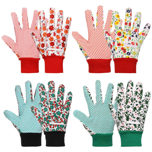 4-Pair Floral Gardening Gloves – Non-Slip Grips, Breathable, Washable