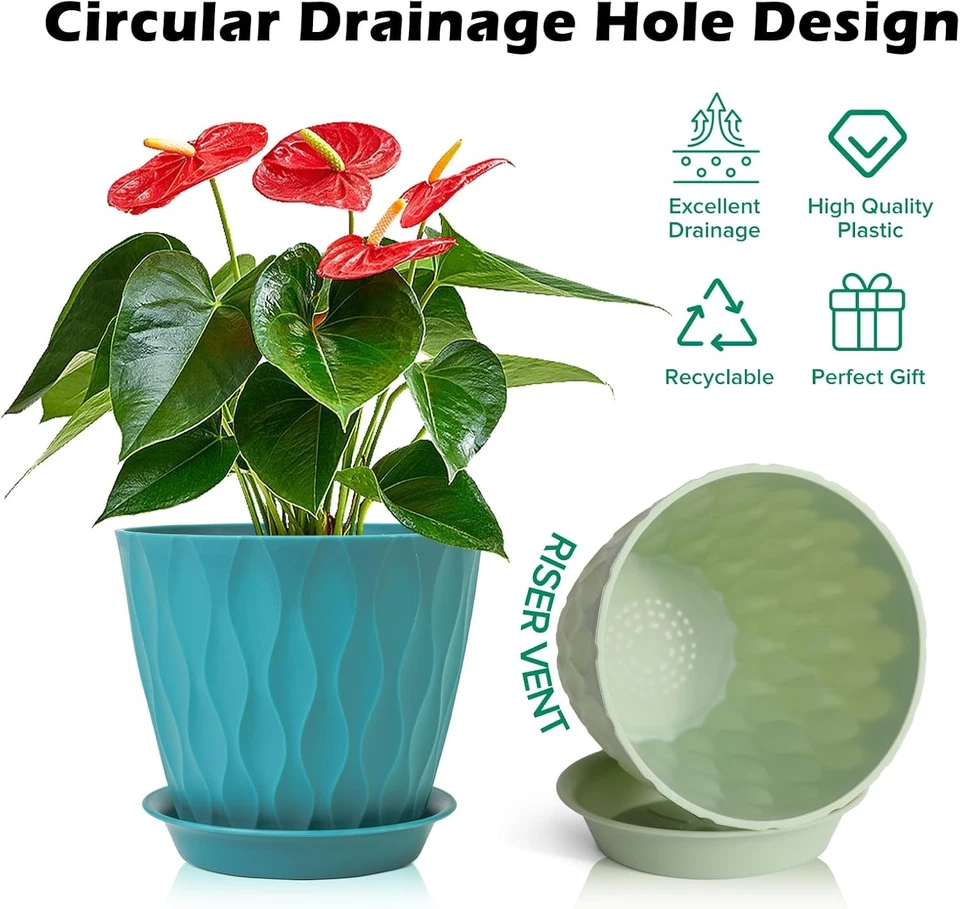 GARDIFE 7/6.5/6/5.5/5/4.5/4 inch Plant Pots, 7 Pack Flower Pots Indoor Outdoor, - Image 3 of 4