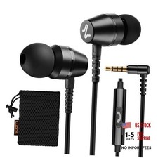 OMNITONE Wired Earbuds in-Ear Headphones, 5 Year Warranty, Black 3.5 mm