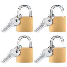 4 Pcs Small Keyed Padlocks with Keys, Pad Locks,Solid Brass 32MM-4PCS, Gold