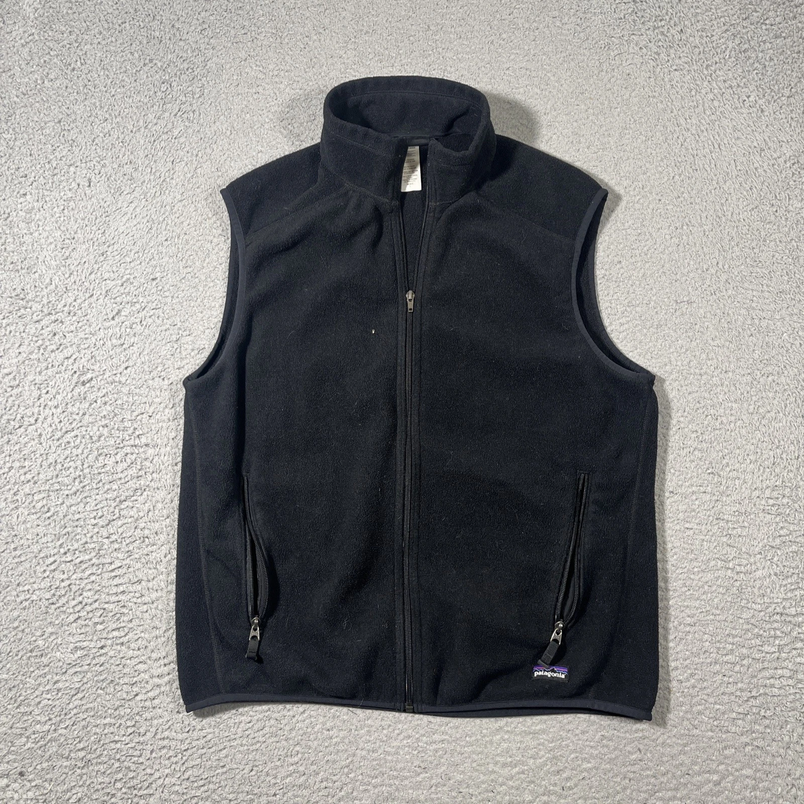 Patagonia Synchilla Fleece Vest Mens Sz L Black Full Zip Pockets Warm Outdoors