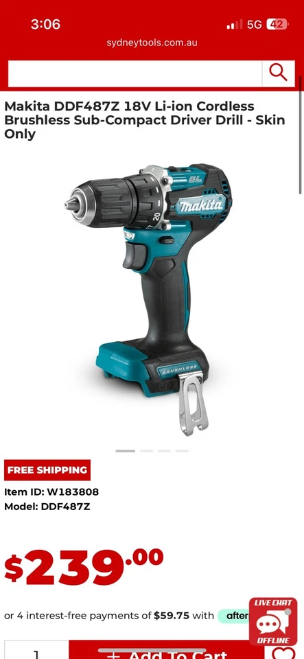  Makita brushless drill ddf487z  - image 4 of 4