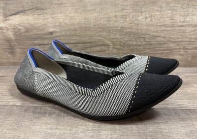 Rothys The Point Ballet Flats Grey Mist Cap Toe Lightweight Shoes Womens Size 8