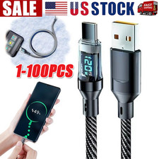 120w Fast USB Type-C Charging Braid Phone 15 16 Charger Lead with Display LOT