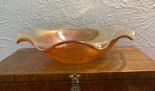 Jeannette Glass Marigold Carnival Iridescent Bowl ~ 9.5" Diameter