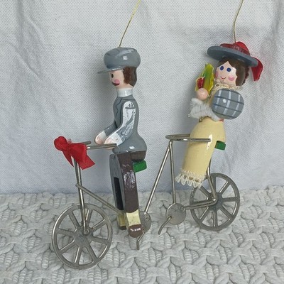 Vtg Kurt Adler Bicycle Built For Two 1978 Hand Painted Wood Christmas Ornament
