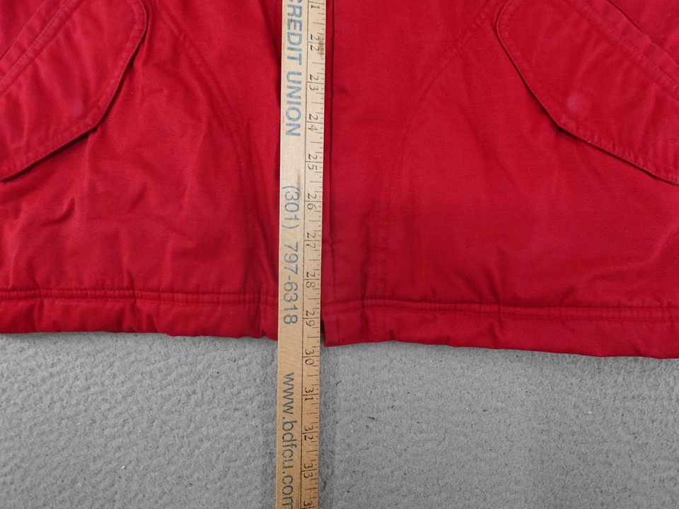 Vintage Jacket Womens Small Petite Red Chore Insulated Corduroy Collar Pockets - Image 3 of 4