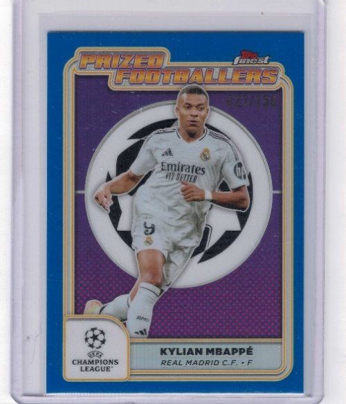 2024-25 Topps Finest UEFA CC Kylian Mbappe Prized Footballers Blue
