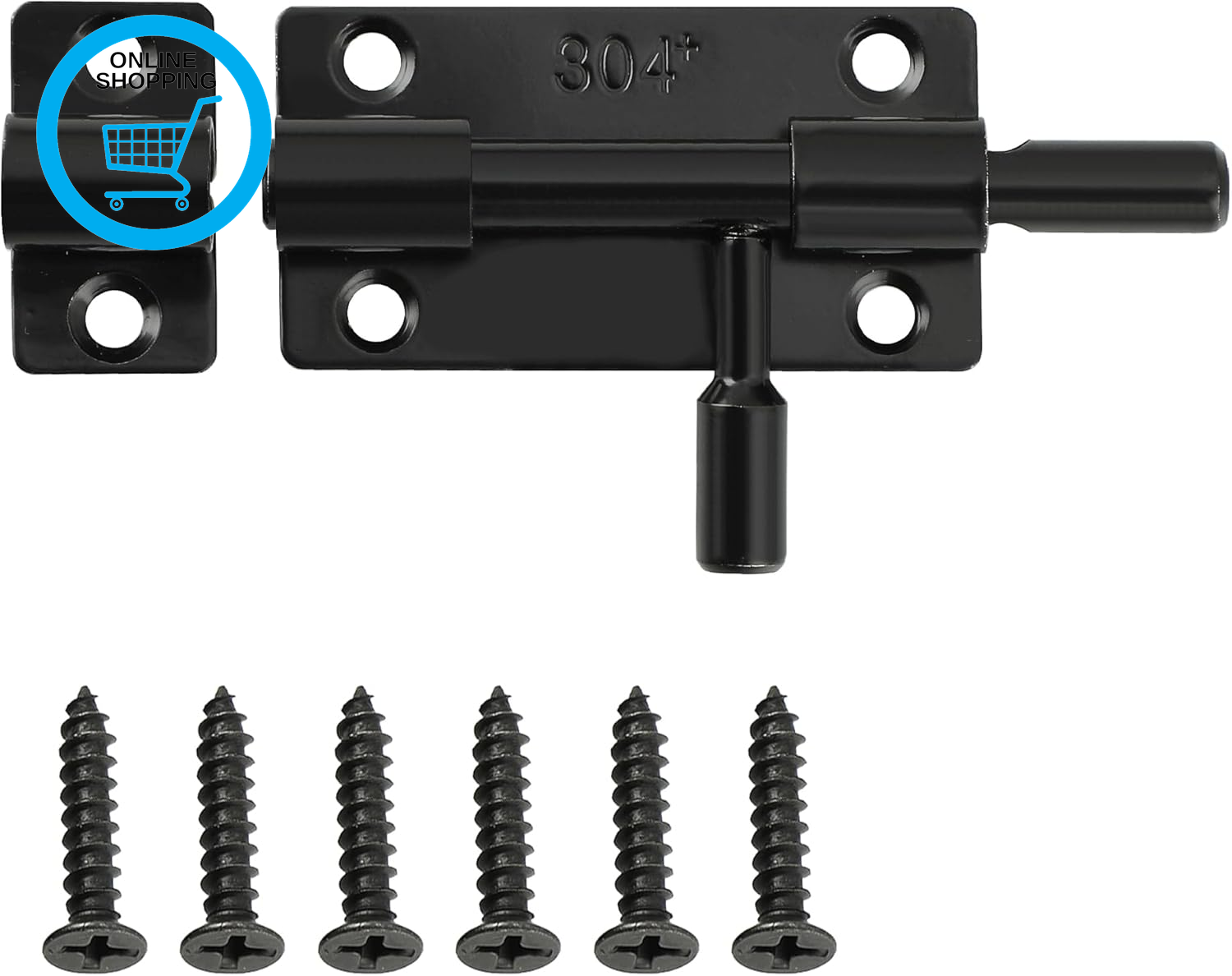 Door Bolt, 4Inch Gate Bolts for Wooden Gates, SUS304 Stainless Steel Security Sl