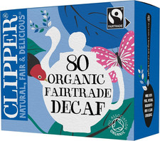 Clipper Tea Fairtrade Organic Decaf 80 Unbleached, Plastic-Free Bags 0.09 per strip