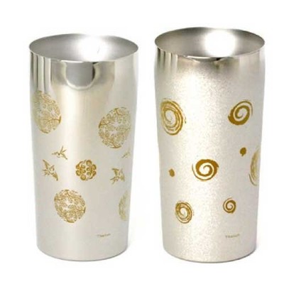 HORIE Titanium Double Tumbler Set of 2 Premium Whirlpool 350ml & Tori 350ml Gift