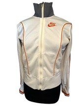 Retro Nike Full-Zip Track Jacket   White with Orange Accents   High Collar   Siz