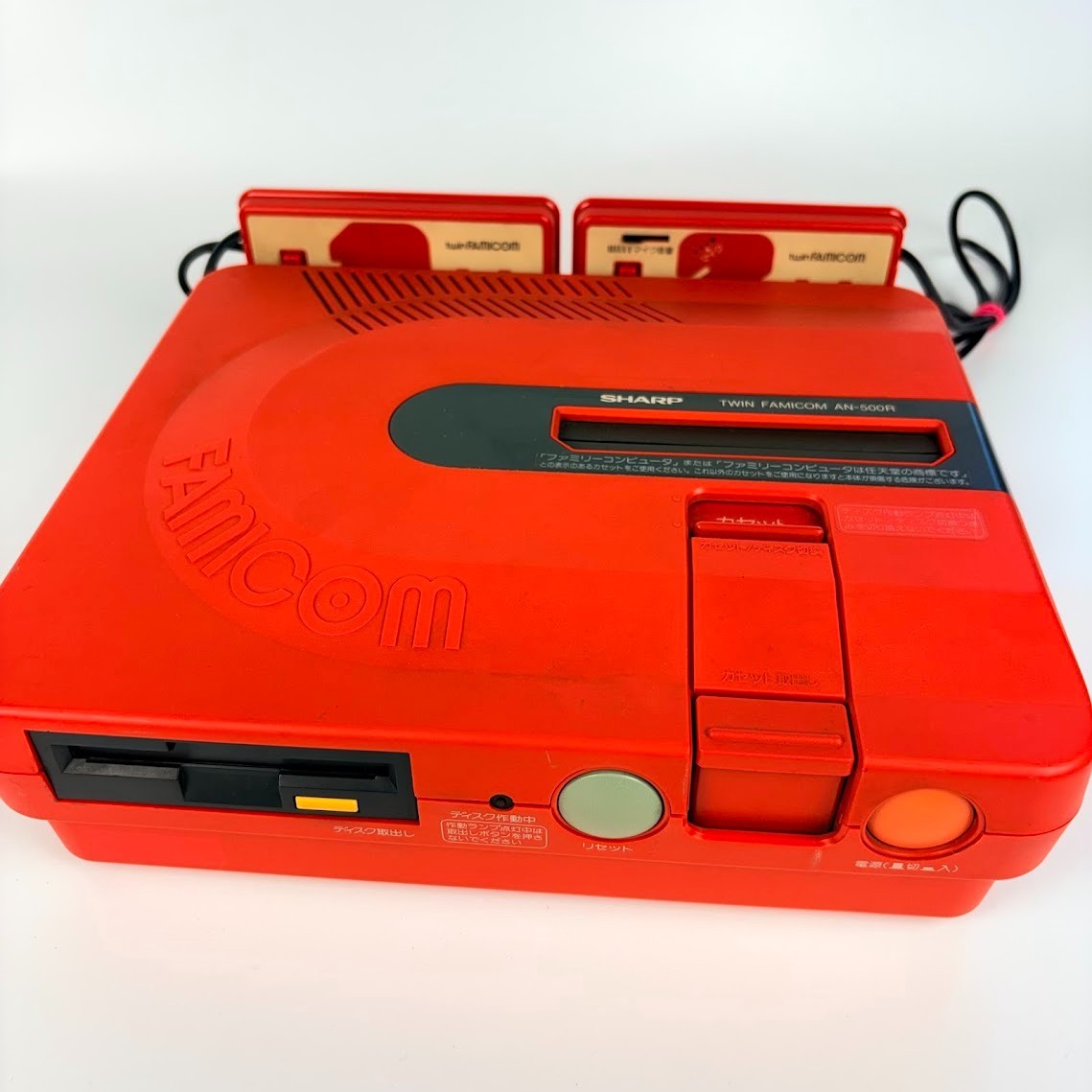 Sharp Twin Famicom AN-500R Red Console RF Adapter Tested Clean