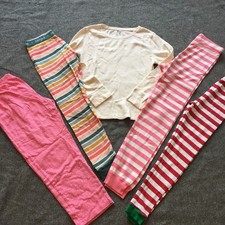 Girl Sz 10/12 Clothing Lot 5x Pieces Winter Colorful Striped Loungewear Thermal