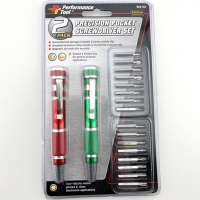 Performance Tool W9157 Precision Pocket Screwdriver Set Slotted Phillips Torx