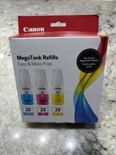 Genuine Canon Megatank Refills GI-20 3-Pack Ink CMY for Models G5020/G6020/G7020