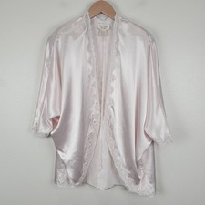 Victoria  s Secret Vintage 90s Pink Satin Lace Robe Bed Jacket Short OS