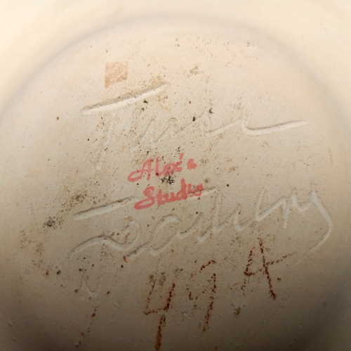 Native American Hand-Made Art Pottery Vase Signed Alex's Studio Three Feathers - Picture 7 of 11