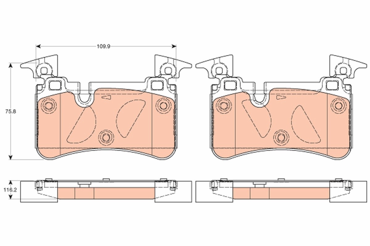 Rear TRW-OE GDB2061 Brake Pad Set, disc brake for MERCEDES-BENZ,VOLVO