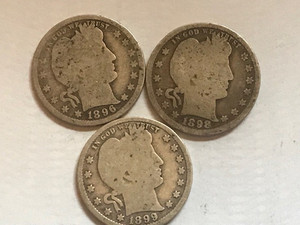 1896P-1898P-1899P - Barber quarters {Lot 1 }