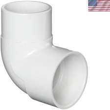 2-Inch Elbow Pipe Fitting, Schedule 40 PVC Socket Connector - White