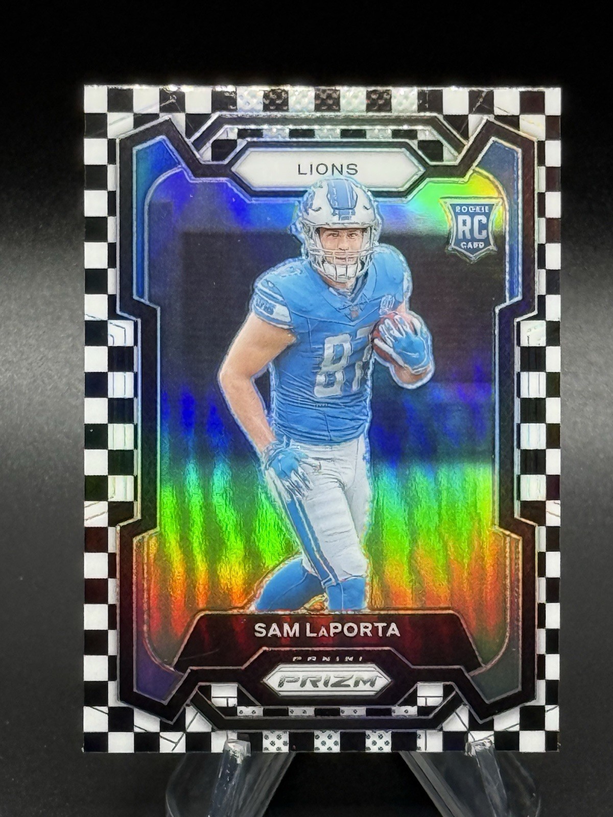 2023  Sam LaPorta Panini Prizm Rookie Black & White Checkerboard Prizm RC #332