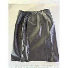 Valerie Stevens 100 black leather split A line skirt women's size 12