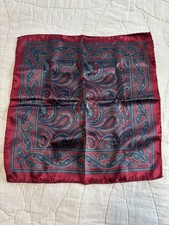Vintage Made In Italy 100 Silk Pocket Square Handkerchief Paisley Design