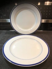 The Cellar Macy's Blue White Blue Band Dinner Plate~11”~Bistro Style~SET OF 2