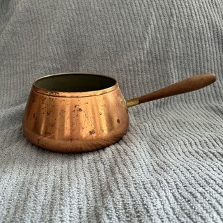 Tagus Antique Copper Bowl Pot Wooden Handle made in Portugal 11 In