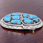 NATIVE AMERICAN STERLING SILVER TURQUOISE EFFIE C. SNAKE BELT BUCKLE #7959 — photo 2