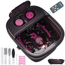 Collapsible Foot Bath Foot Spa Bath Massager W/ Heat Bubble Remote Control