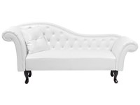 Chaiselongue Im Chesterfield Style Linksseitig Kunstleder Weiß Lattes