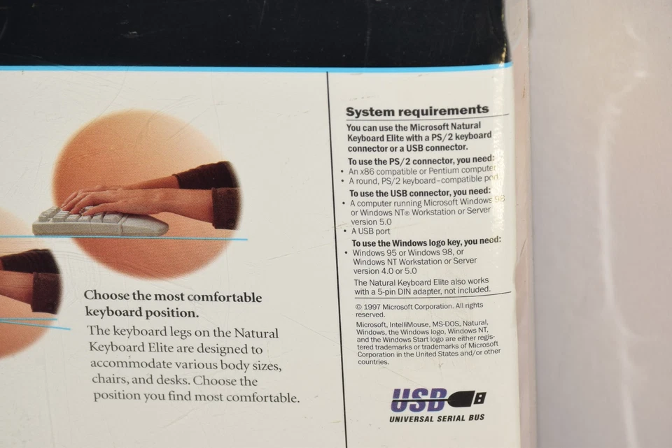 New Microsoft Natural Keyboard Elite PS/2 USB Ergonomic Split Keyboard 286-00082 - Image 4 of 4