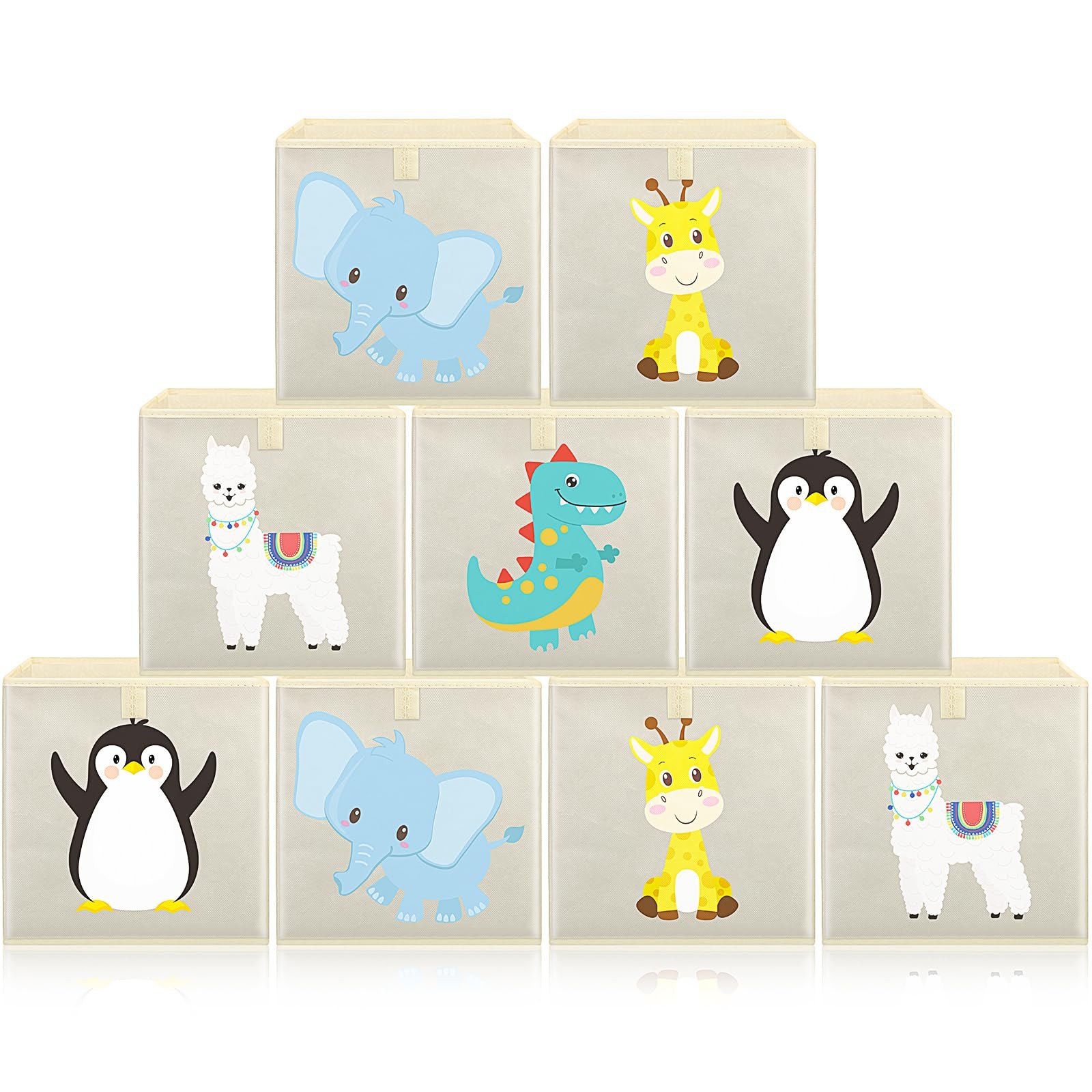 9-Piece Foldable Fabric Animal Storage Bins for Kids Toys 11x11 Inch Organizer